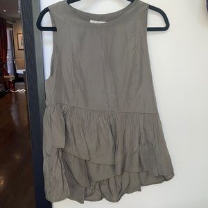 Khaki peplum sleeveless blouse